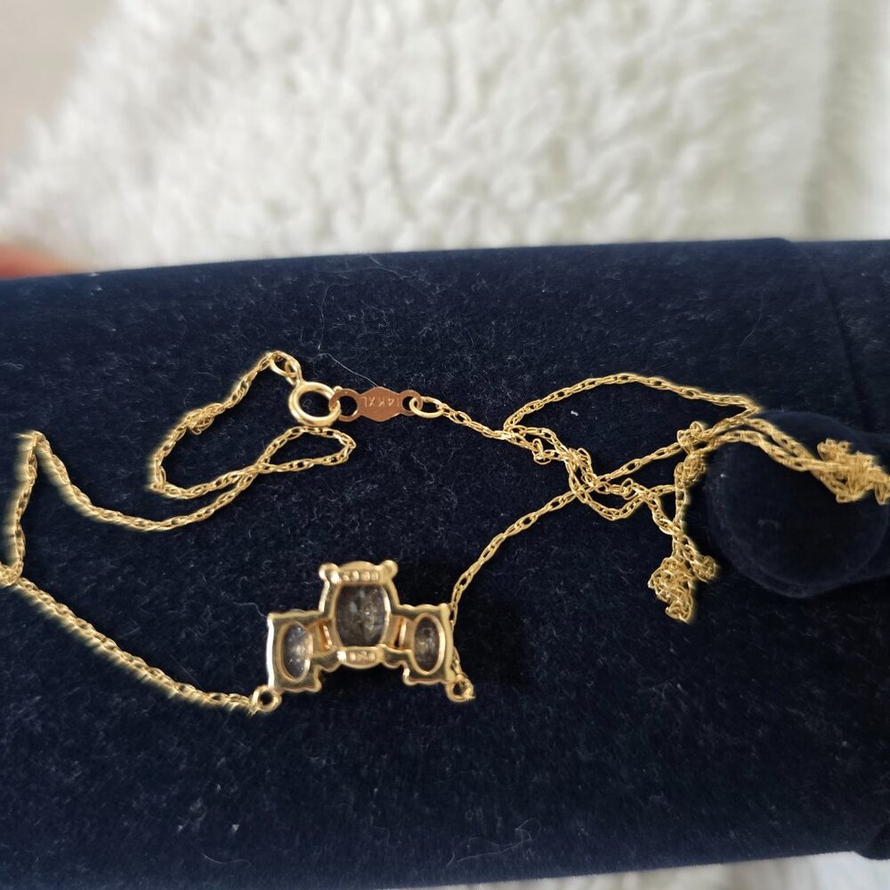 Solid 14k Diamonique DQCZ Three Stone Necklace - Picture 8 of 11